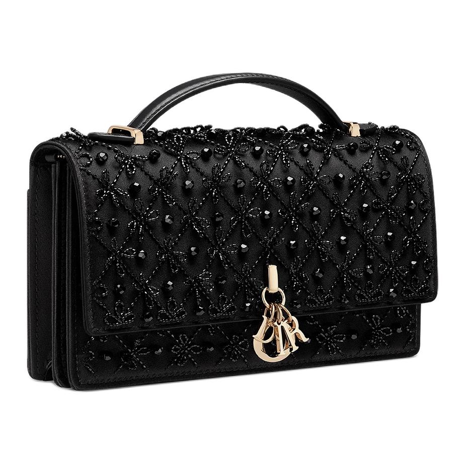 DIOR Silk Shoulder Bag, Crossbody Bag, Handbag Mini Women's Black