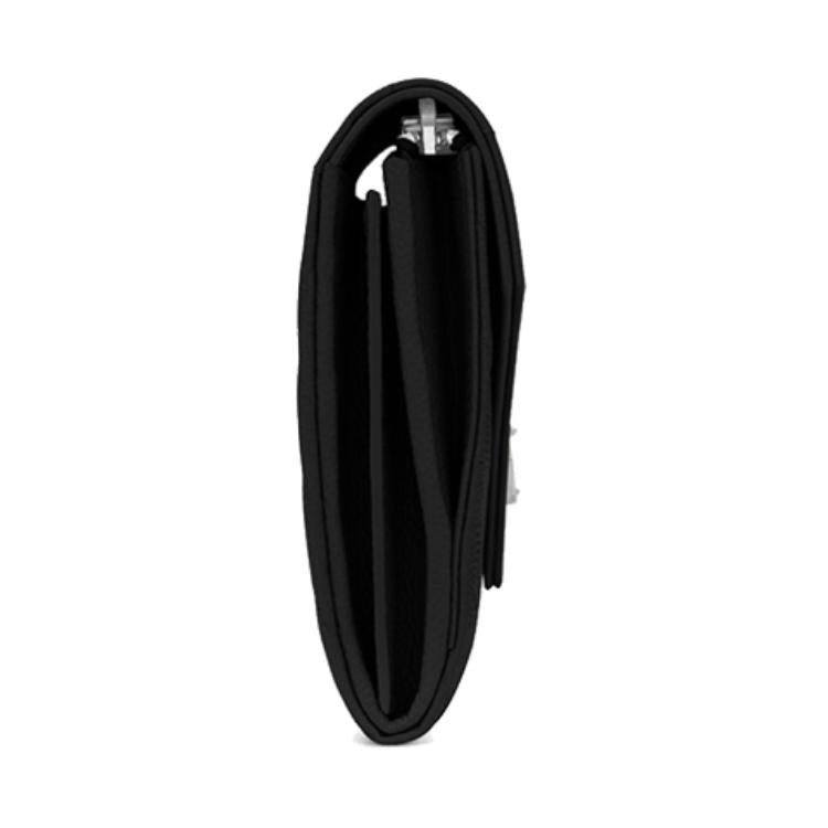 SAINT LAURENT Monogram Quilted Leather Envelope Bag Wallet Large Size Women's Black