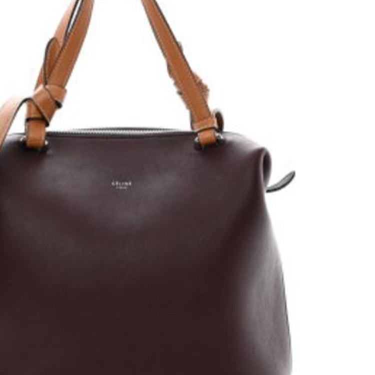 CELINE Calfskin Handbag Shoulder Bag Crossbody Bag Small Size Women's Burgundy