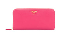 PRADA Saffiano Leather Handheld Wallet Women's Pink Peony
