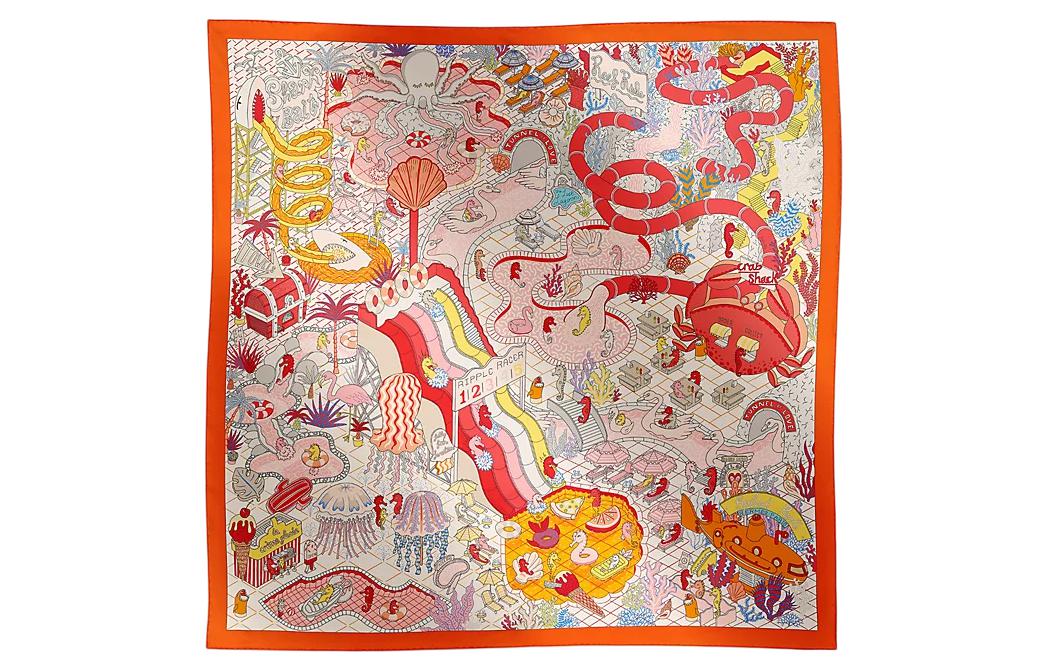 HERMES Silk Scarves Women's Orange