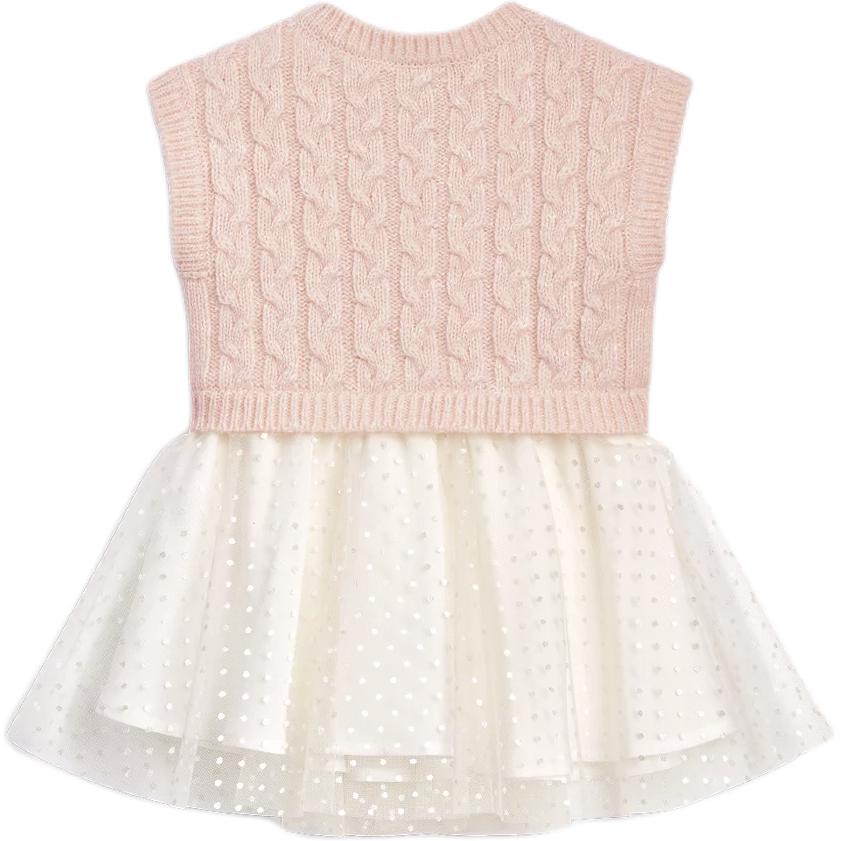 DIOR Kids' Apparel Logo Letter Embroidery Crew Neck Sleeveless Mid Length Pink Infant And Toddler