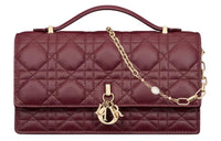 DIOR Cannage Lambskin Shoulder Bag Crossbody Bag Handbag Mini Women's Burgundy