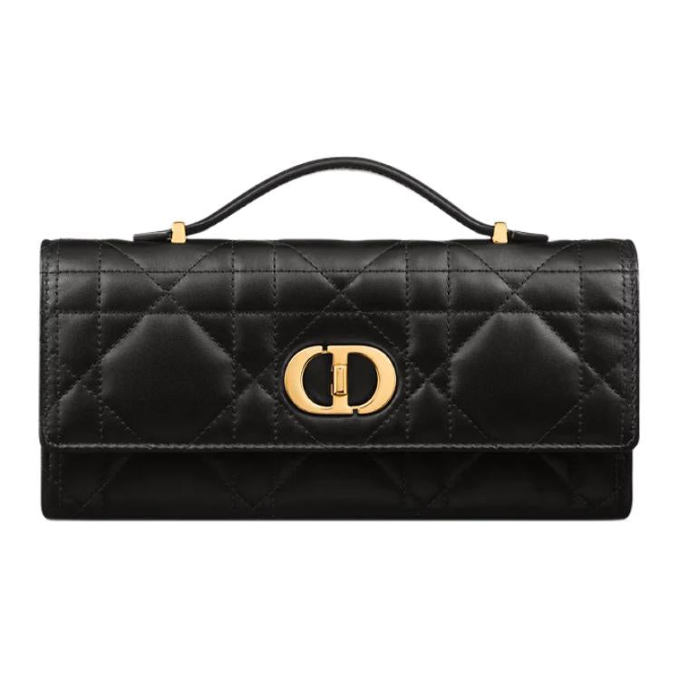 DIOR Caro Sheepskin Clutch Women's Black