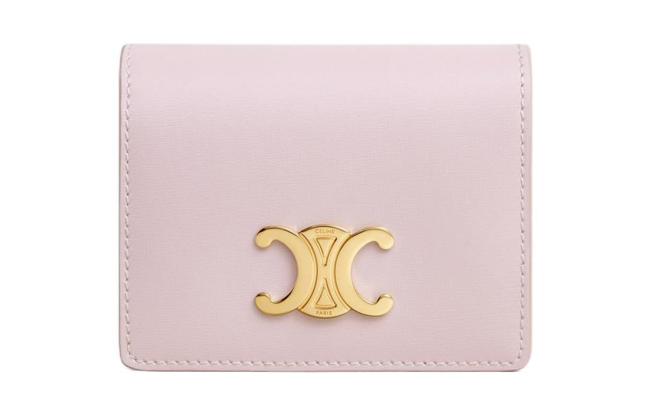 CELINE Shiny Cow Leather Card Holder Women's Light Pink