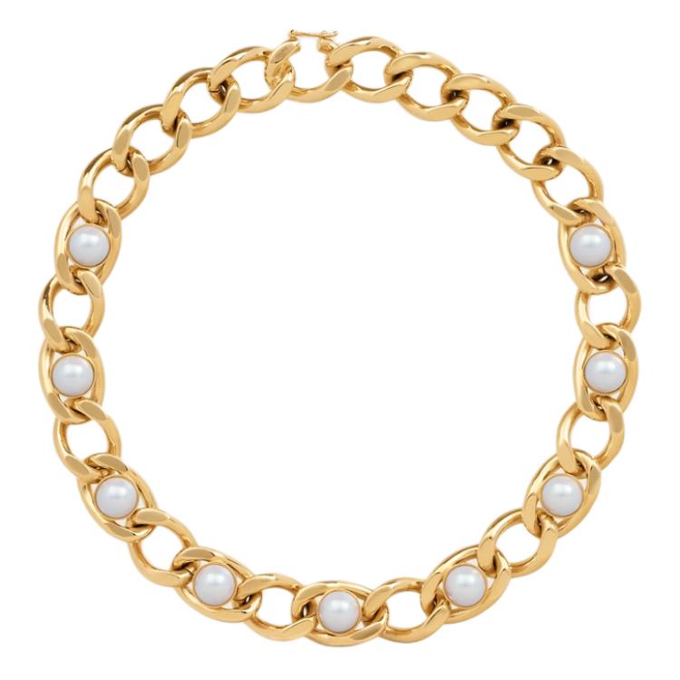 CELINE Les Perles CELINE Maillon Necklace In Brass With Gold Finish And Resin Pearls