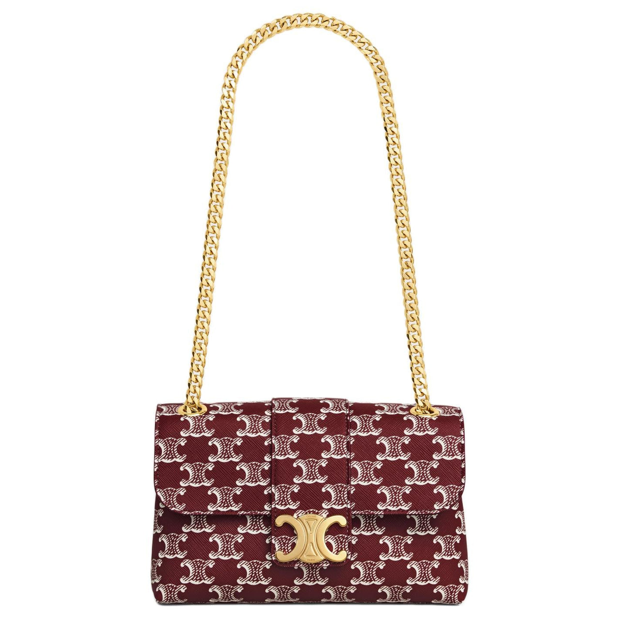 CELINE Leather Shoulder Bag Crossbody Bag Women's Light Burgundy Red