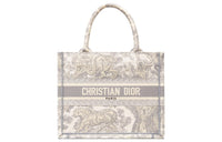 DIOR BookTote Embroidery Tote Bag Shopping Bag Handbag Small Size Women's Ivory/Gray