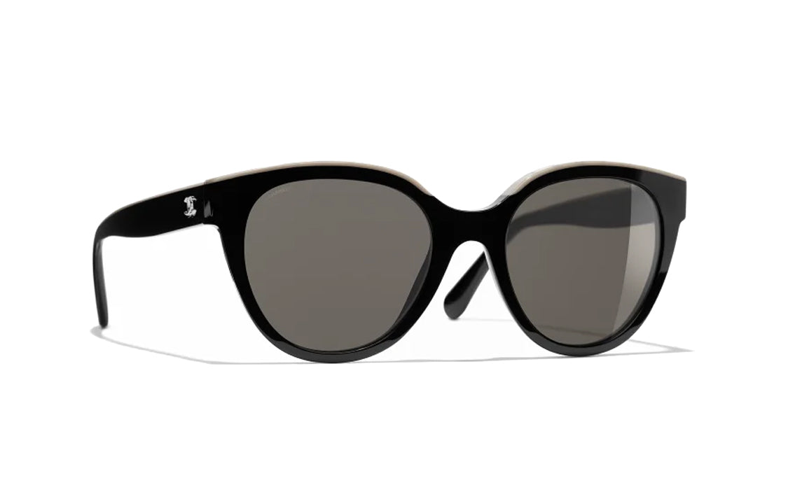 CHANEL Acetate Butterfly Sunglasses Unisex Black