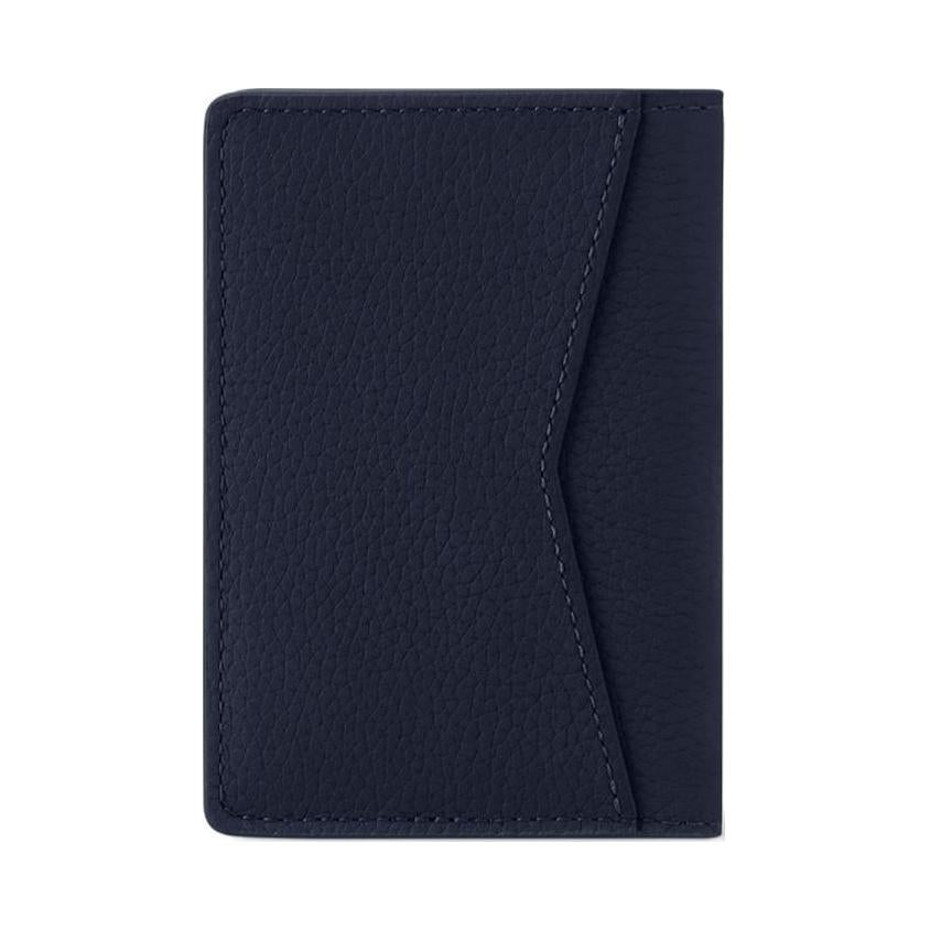 LOUIS VUITTON Leather Card Holder Men's Dark Blue