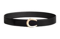 HERMES C-Shaped Double-Sided Smooth Buckle Leather Belts Men's Black Width: 3.8CM