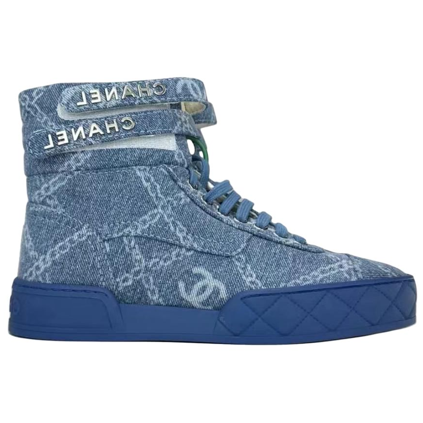 CHANEL High Top Skateboard Shoes Women's Blue