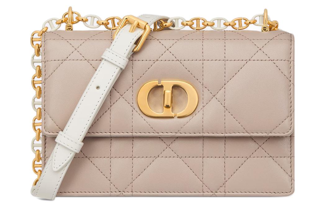 DIOR Sheepskin Shoulder Bag Crossbody Bag Mini Women's Milk White & Beige Brown