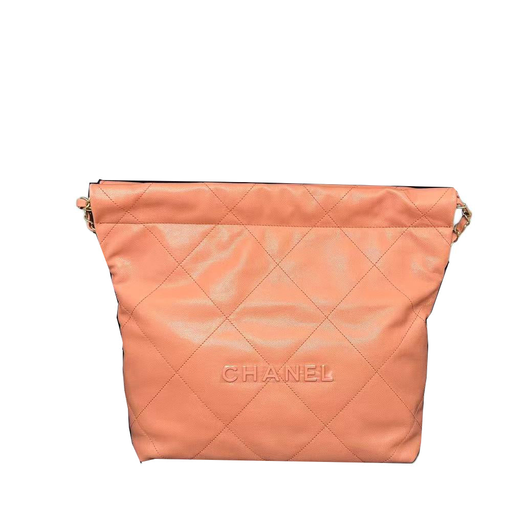 CHANEL 22Bag Grained Calfskin One Shoulder Handbags Small Size Women's Coral