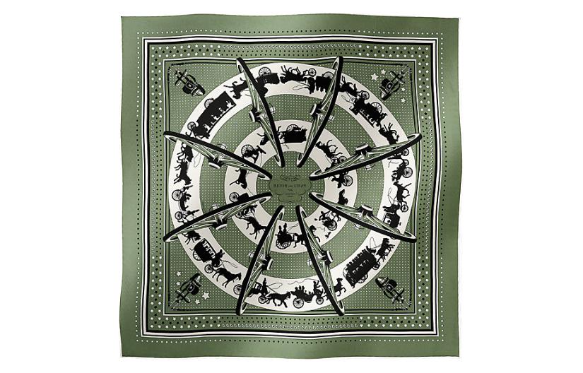 HERMES Silk Scarves Women's Green