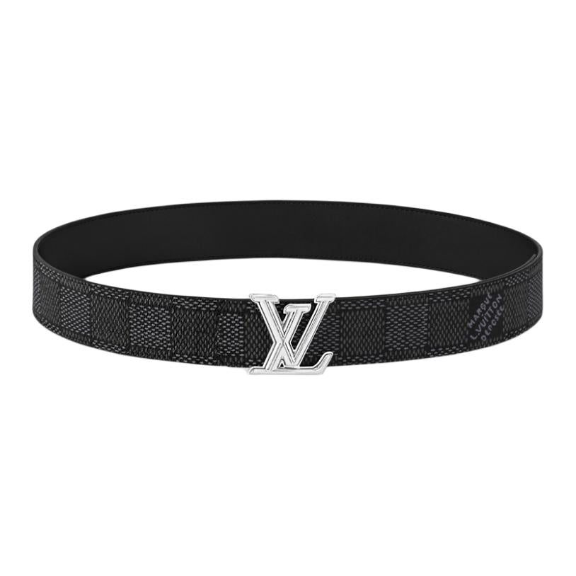 LOUIS VUITTON Canvas Leather Belts Men's Black Width: 4CM