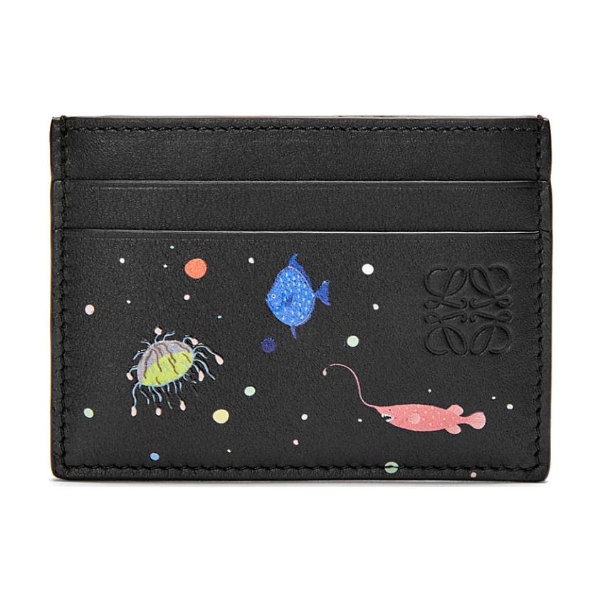 LOEWE Suna Fujita Collaboration Nappa Cow Leather Card Holder Women's Black