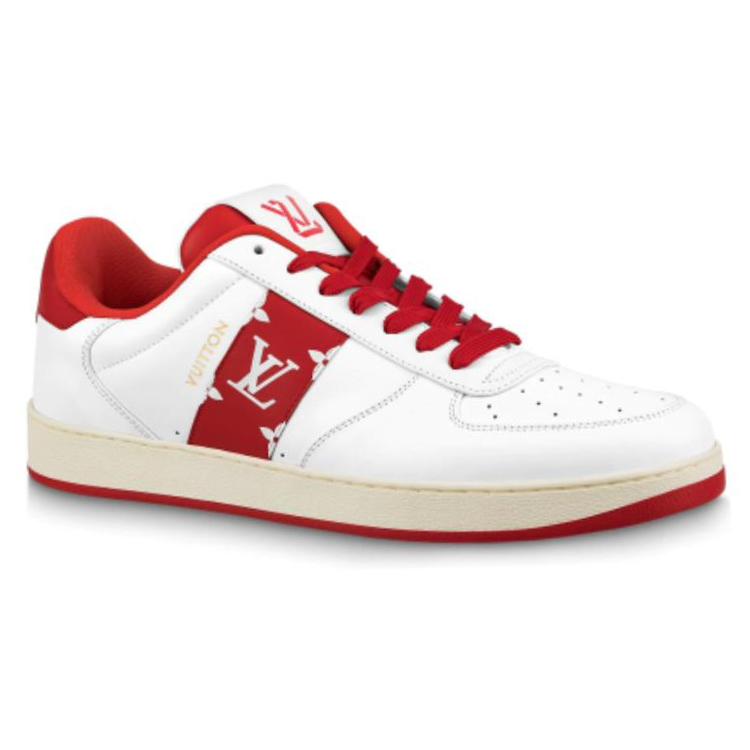 LOUIS VUITTON Rivoli Sneakers 'White With Red Side Monogram Band'
