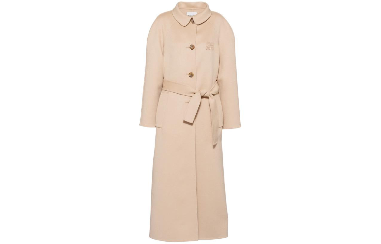 MIU MIU FW22 Velvet-feel Coat Women's Khaki
