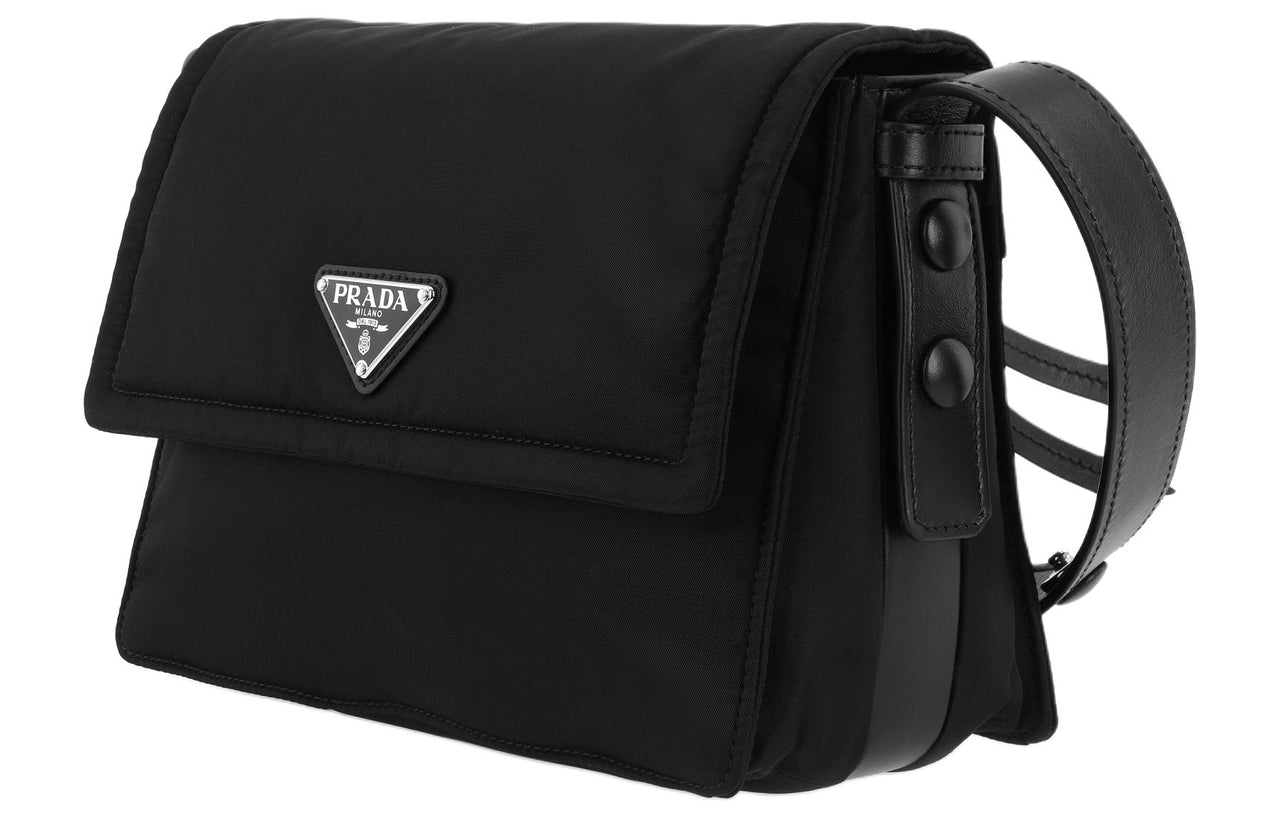 PRADA Cini Re-Nylon Recycled Nylon Bonded Leather Messenger Bag Shoulder Bag Crossbody Bag Small Size Women's Black