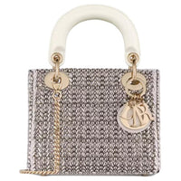 DIOR Lady Dior Latte Cotton Lady Dior Bag, Shoulder Bag, Crossbody Bag, Handbag Mini Women's Metallic