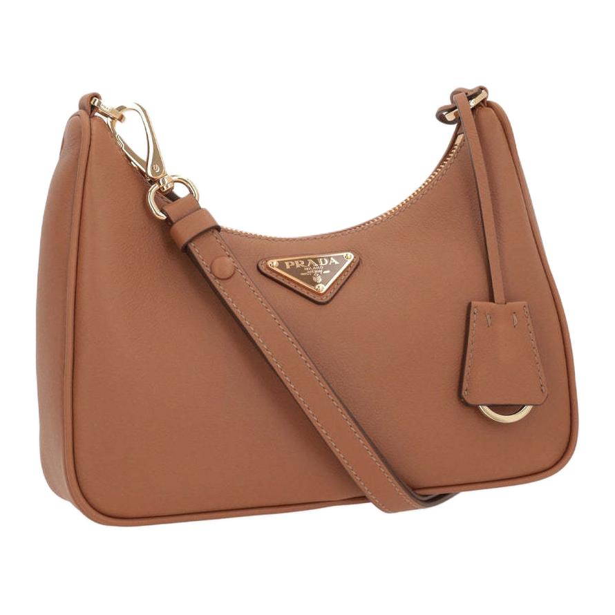 PRADA Calfskin Shoulder Bag Women's Caramel