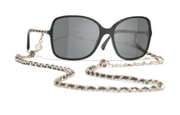 CHANEL Irregular Shape Sunglasses Unisex Black