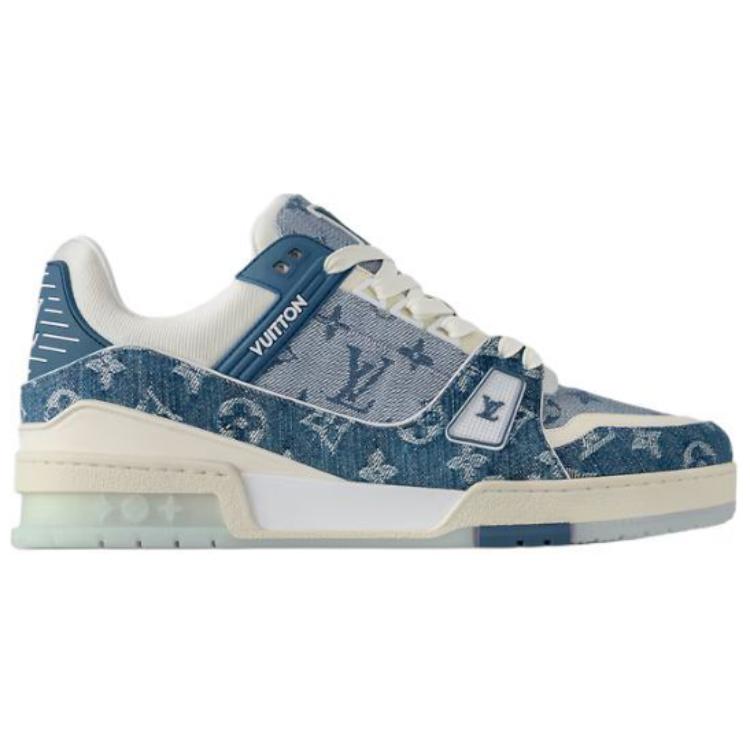 LOUIS VUITTON Trainer Low-Top Skateboard Shoes Unisex Blue White