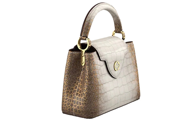 LOUIS VUITTON Capucines Sahara Gilded Crocodile Leather Shoulder Bag, Handbag Mini Women's Gold
