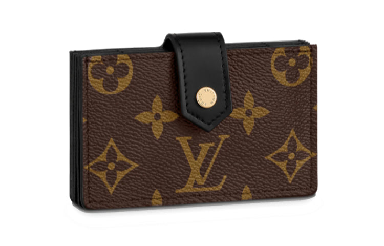 LOUIS VUITTON Canvas With Cow Leather Trim Card Holder Women's Brown