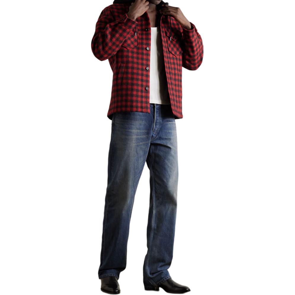 CELINE Hooded Overshirt In Checked Wool