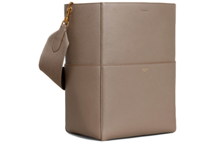 CELINE Grain Cow Leather Bucket Bag Portable Crossbody Bag Shoulder Bag Women's Taupe