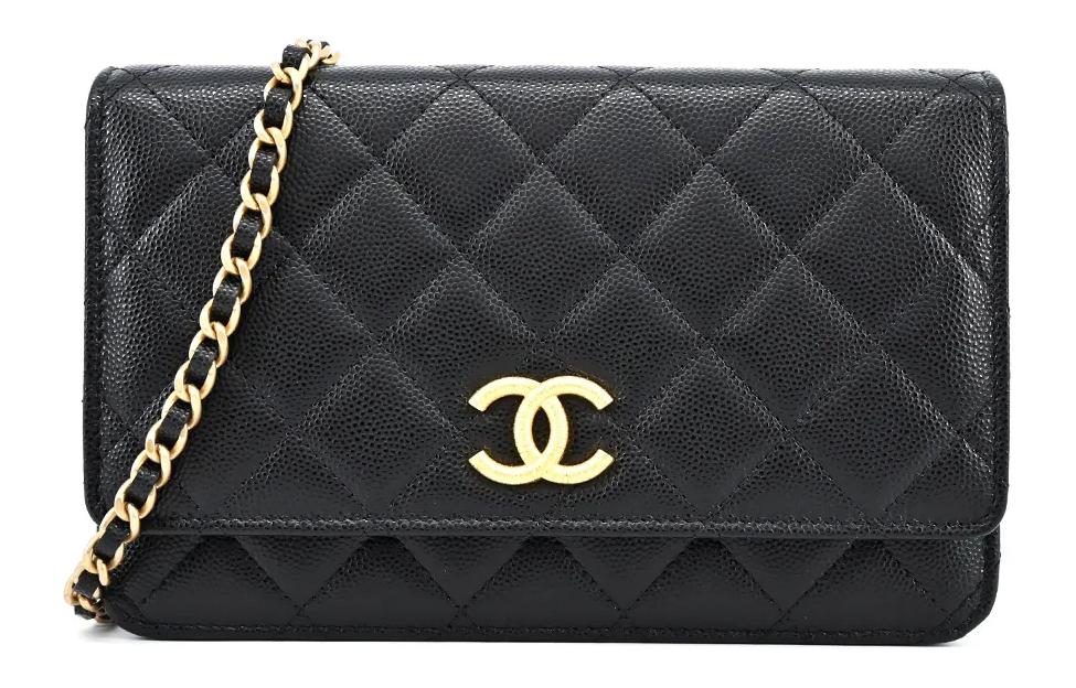 CHANEL WOC Calfskin Shoulder Bag, Crossbody Bag Women's Black
