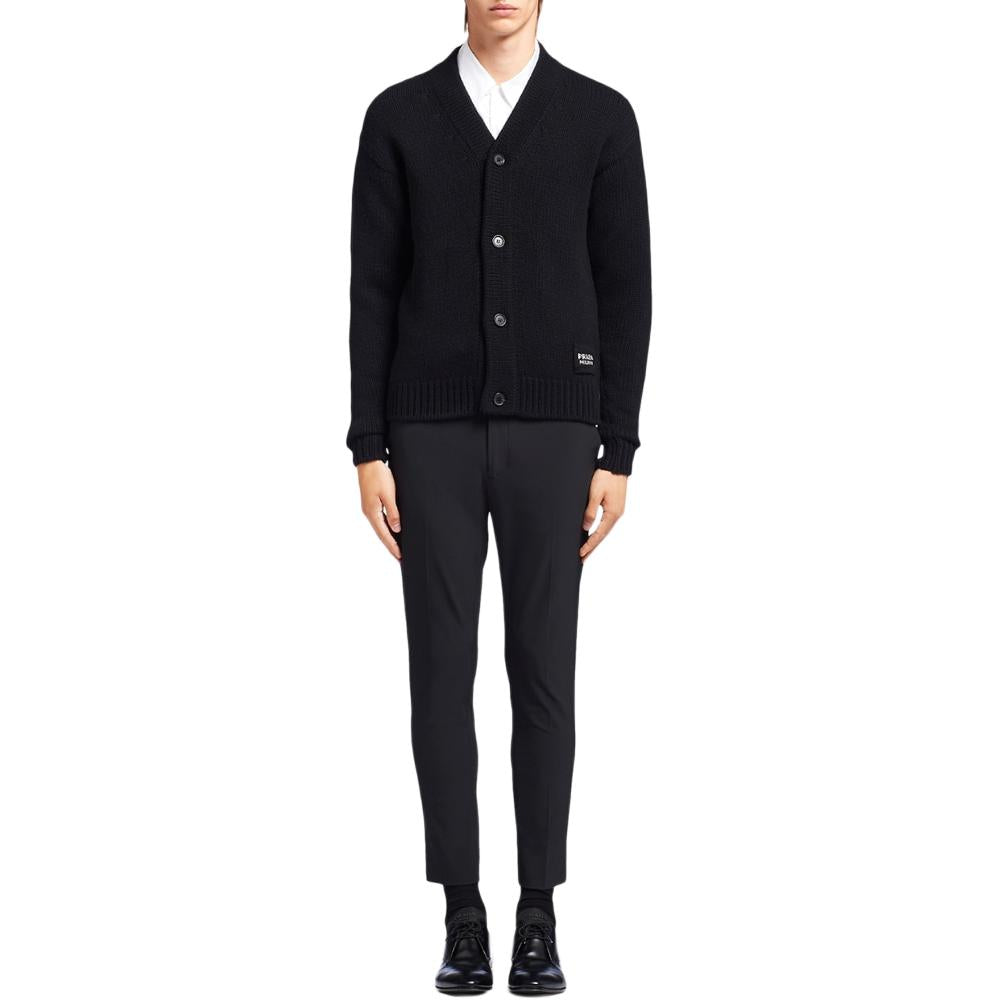 PRADA Logo Patch Knitted Cardigan