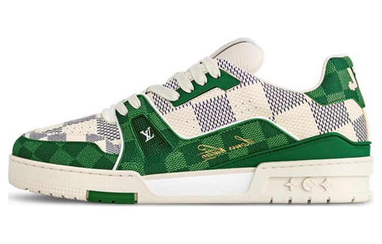 LOUIS VUITTON Trainer LV Low Top Skateboard Shoes Unisex White Green