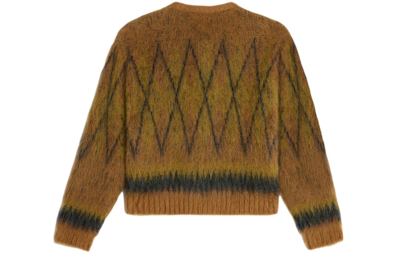 CELINE Cardigan Jacket In Brushed Argyle Mohair