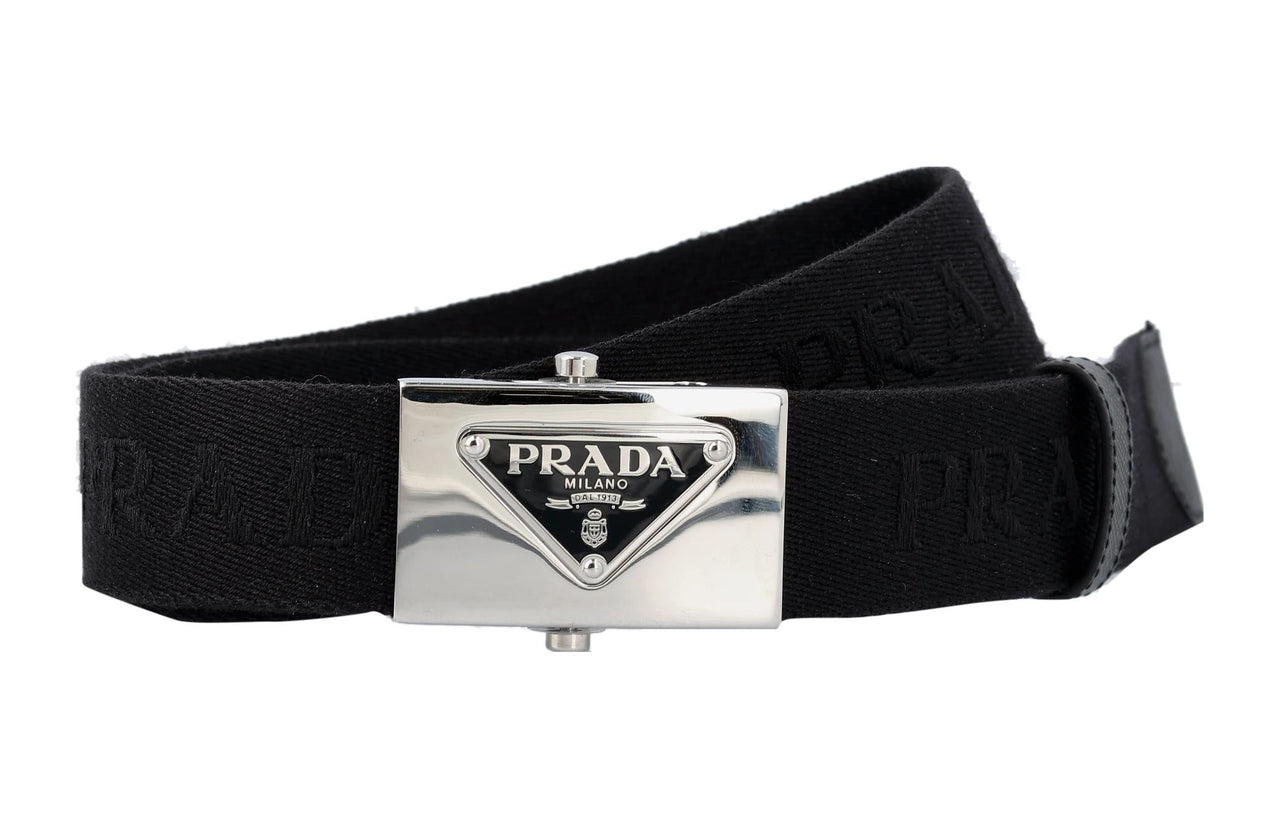PRADA Belt Men's Black Width 3.6cm