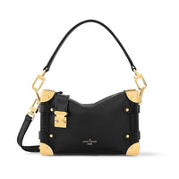 LOUIS VUITTON Trunk Grained Calfskin Box Bag Shoulder Bag Crossbody Bag Handbag Small Size Women's Black