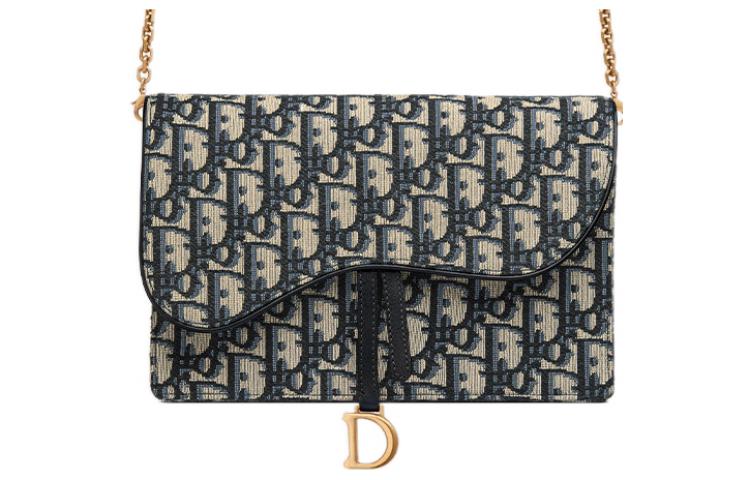 DIOR Saddle Fabric Saddle Bags Shoulder Bag Crossbody Bag Clutches Regular Women's Denim Blue