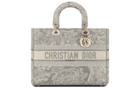 DIOR Lady Dior Embroidery Lady Dior Bag, Shoulder Bag, Crossbody Bag, Handbag Tubas Women's Gray