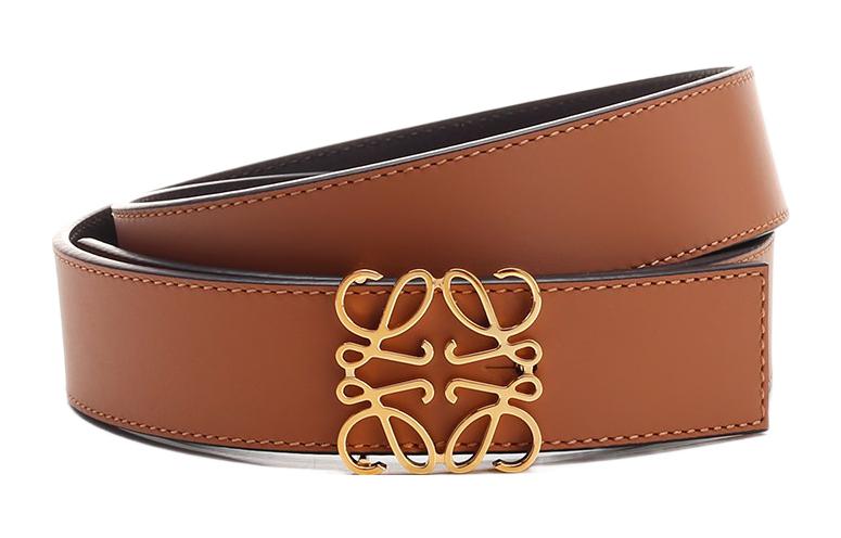 LOEWE Cow Leather Belts Unisex Brown/Black Width 3.5cm