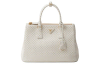 PRADA Leather Shoulder Bag Crossbody Bag Handbag Large Size Women's White