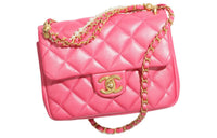 CHANEL Pearlescent Lambskin Mouth Cover Bag Crossbody Bag Mini Women's Dark Pink