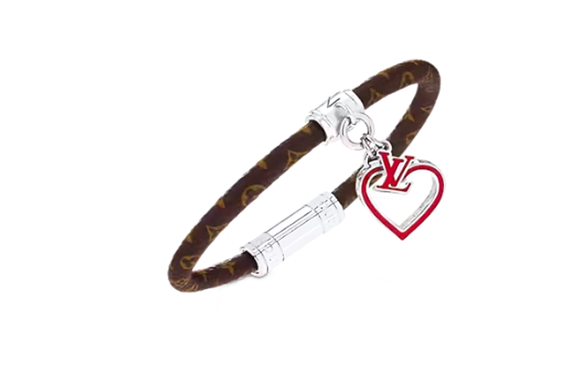 LOUIS VUITTON Canvas, Enamel, Leather, Hardware Accessories Bracelets Men's Dark Brown