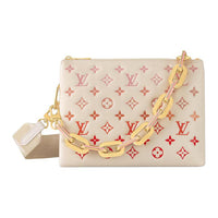 LOUIS VUITTON Coussin Velvety Lambskin Crossbody Bag Shoulder Bag Women's Beige & Pink