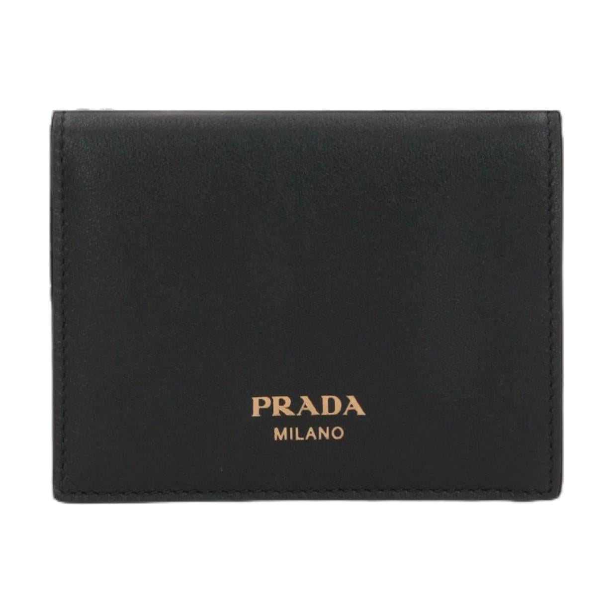 PRADA Calfskin Wallet Women's Black