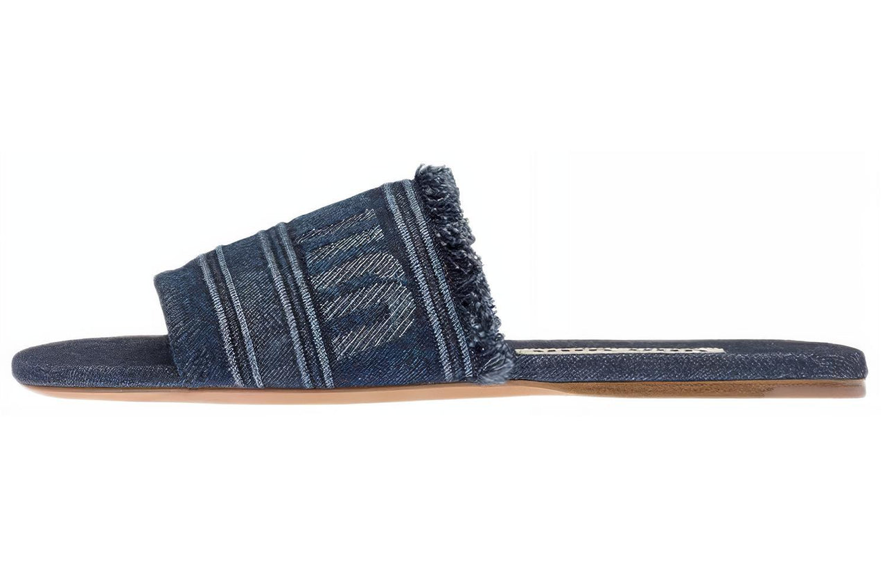 MIU MIU Abrasion Resistant Slide Slippers Women's Blue