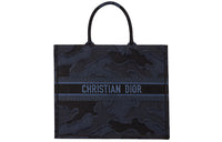 DIOR BookTote Canvas Canvas Bag Tote Bag Shopping Bag Handbag Large Size Women's Blue
