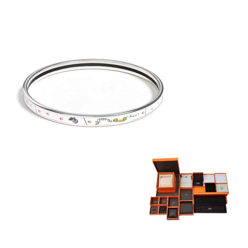 HERMES Enamel Bangles Women's Pink