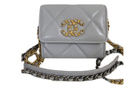 CHANEL 19Bag Sheepskin Wallet Regular Women's Gray
